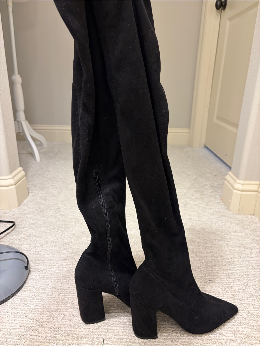 Liliana Black Over-The-Knee Block Heel Boots